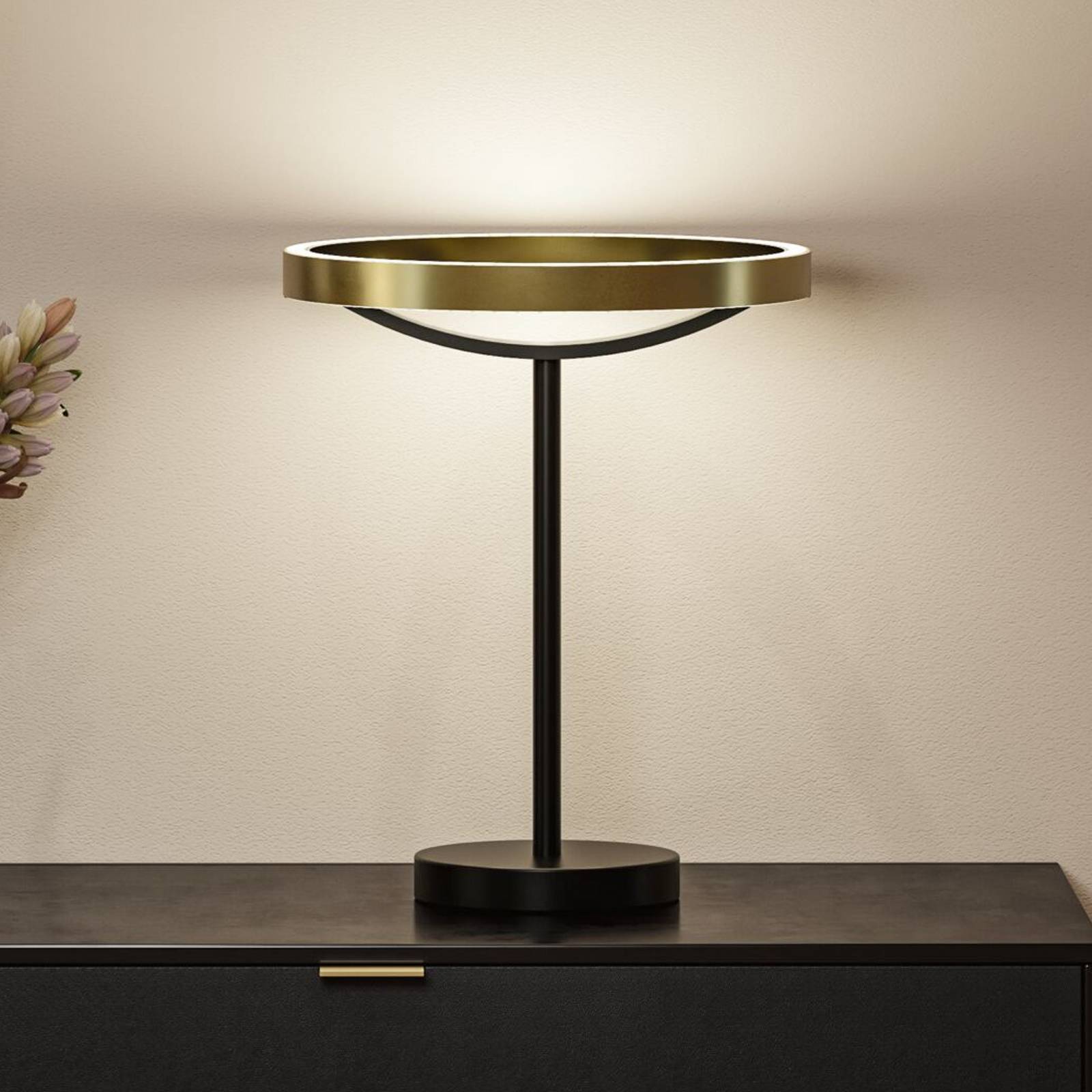 Paulmann LED-bordlampe Melira, svart/gull, høyde 37 cm