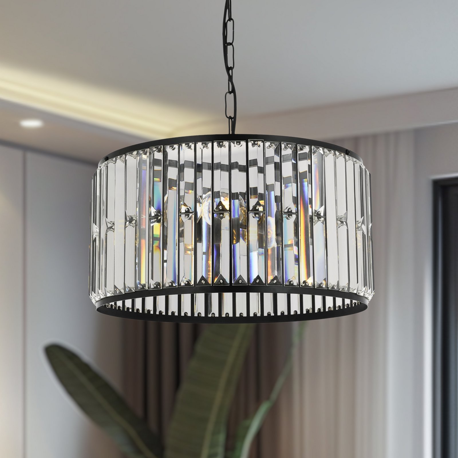 Lampada a sospensione AV-1667-3BSY con bastoncini in cristallo