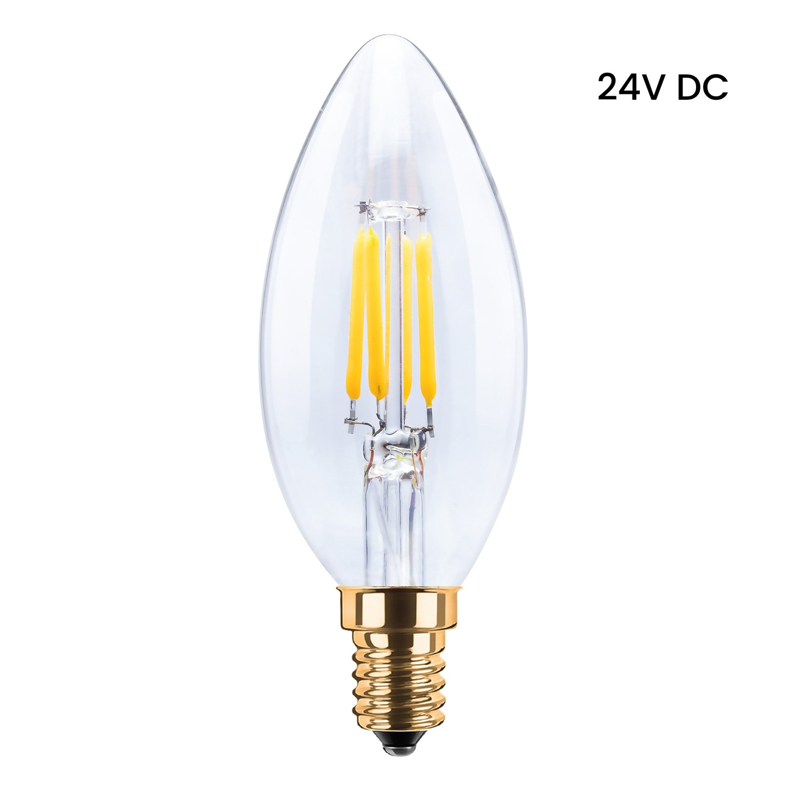 SEGULA LED-Kerzenlampe 24V DC E14 3W 922 Filament dim