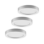 Prios plafonnier LED Edwina, argent, 25 cm, set de 3 pièces