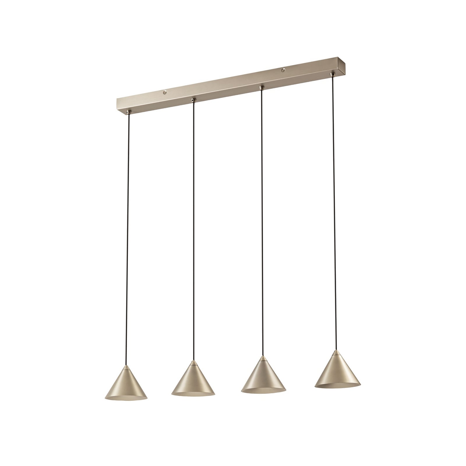 Suspension LED Rhodes, à 4 lampes, nickel, longueur 82 cm - Lucande Suspension LED Rhodes, à 4 lampes, nickel, longueur 82 cm - Lucande