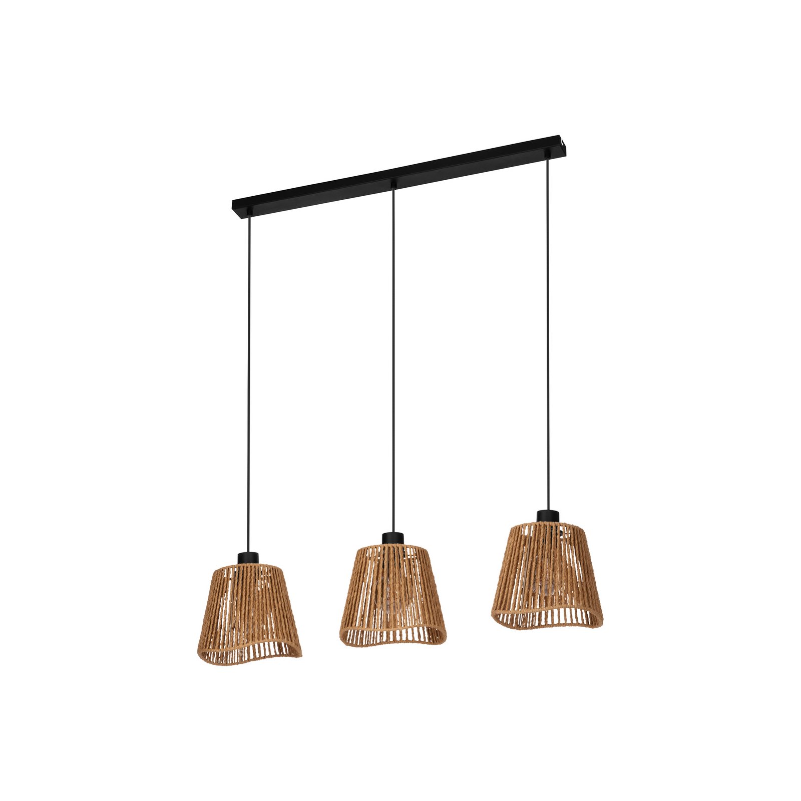 Lavister κρεμαστό φωτιστικό, μαύρο/φυσικό, 3-φωτο, χάρτινο