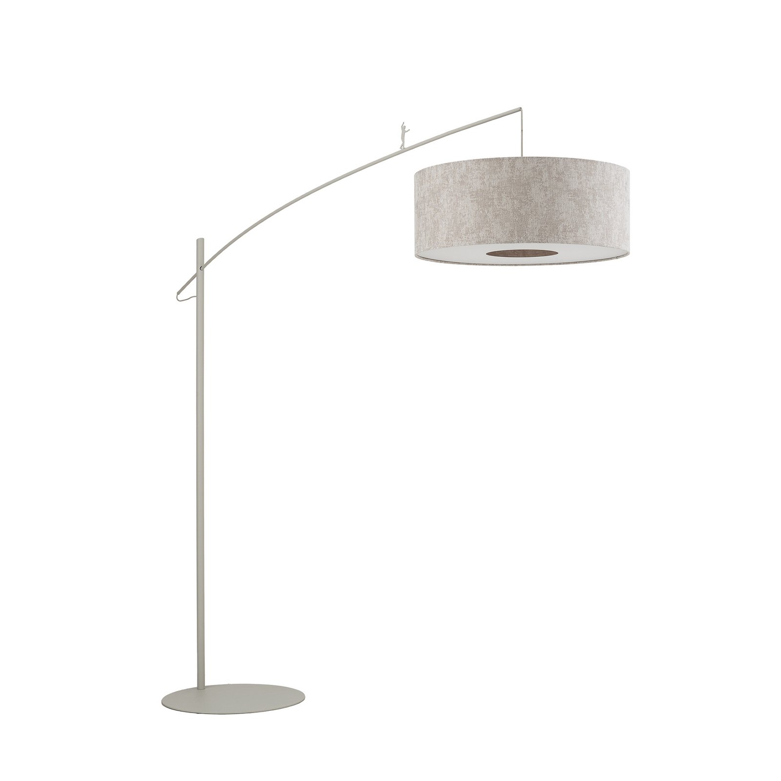 Bogenlampe Poise B, grau, Stahl, Textil, Ausladung 255 cm