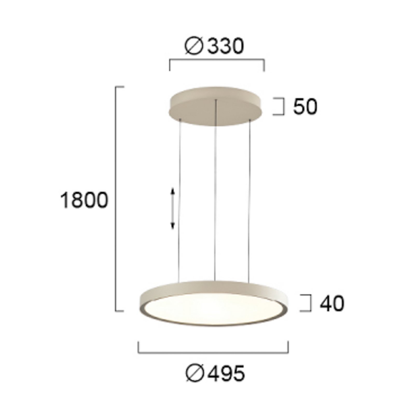 LED hanglamp Denver, Ø 49 cm, beige, metaal LED hanglamp Denver, Ø 49 cm, beige, metaal