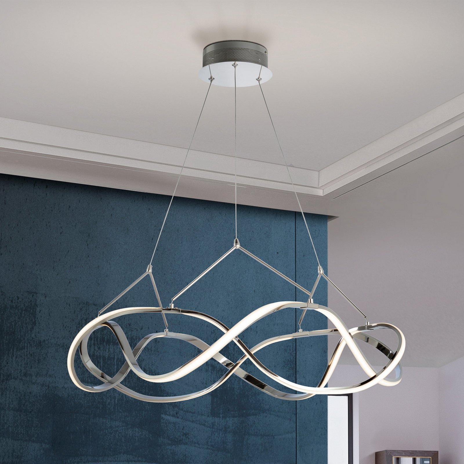 LED hanglamp Molly, chroom, dimbaar, Ø 80 cm