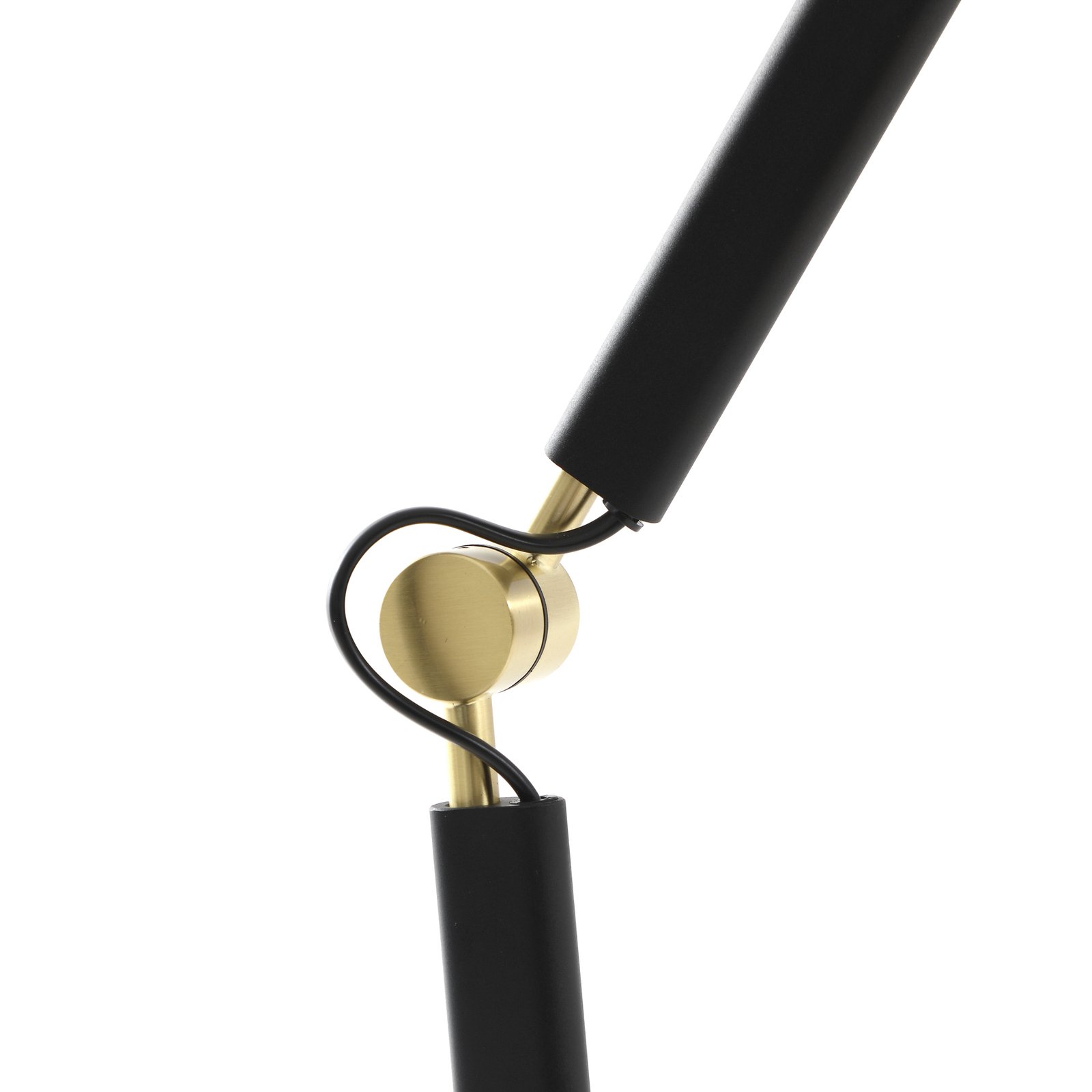 Lucande Stehlampe Marvaine, schwarz/goldfarben, verstellbar