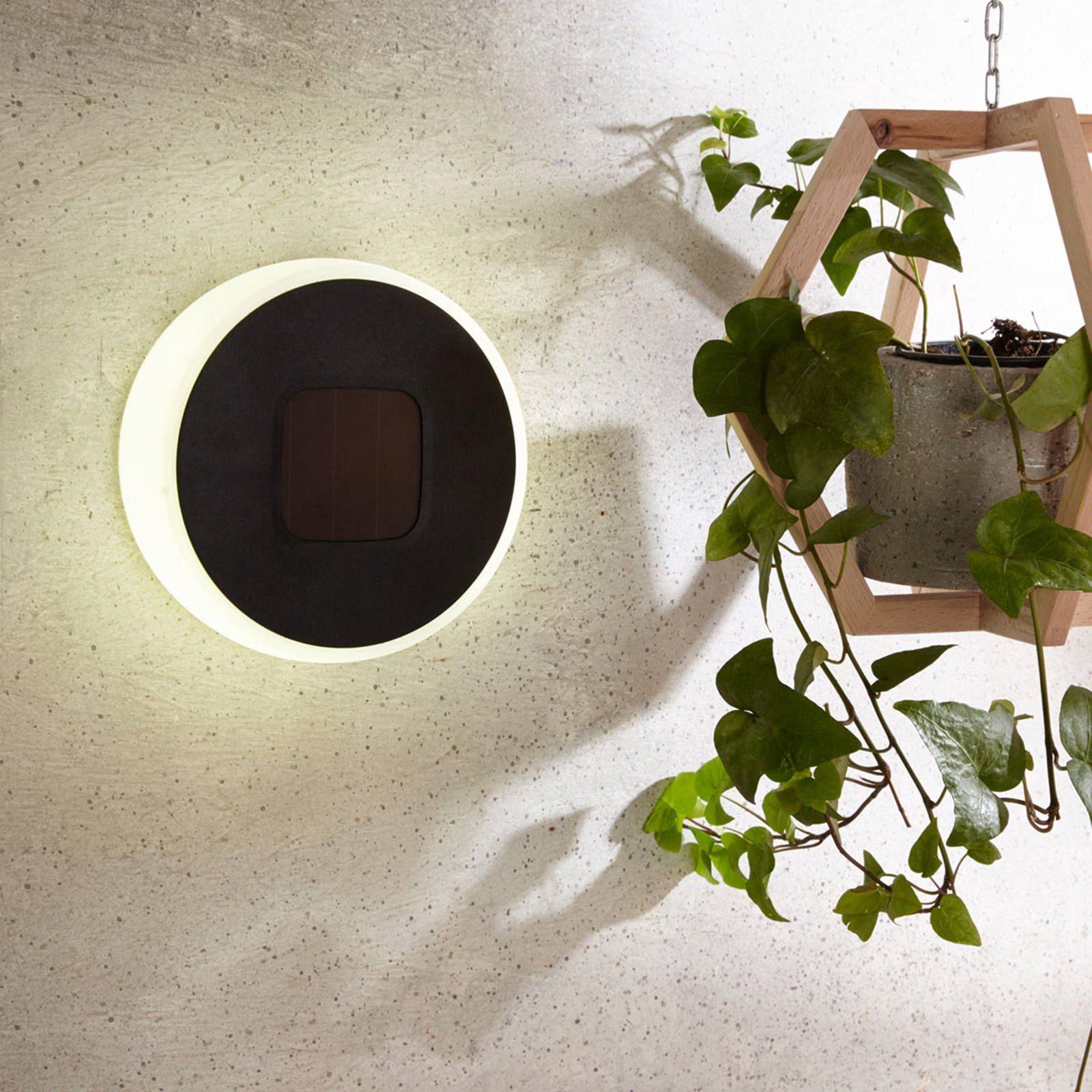 Benka LED solar light, disc shape, round, 20 cm, Lampenwelt.com, plastic, 0.5 W, energy efficiency: A+, H: 6 cm