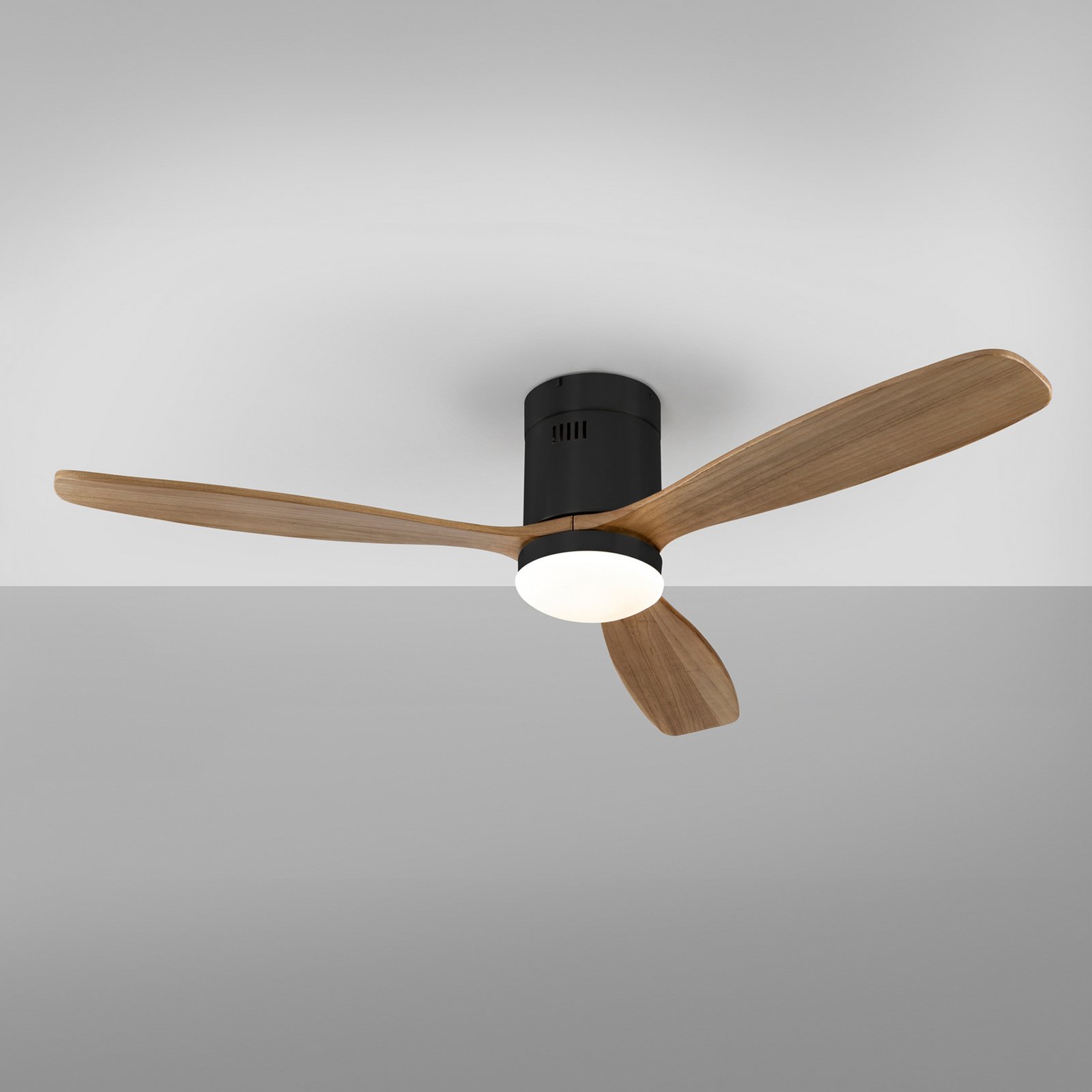Ventilador de techo LED Siroco, CC, silencioso, marrón, CCT, atenuable