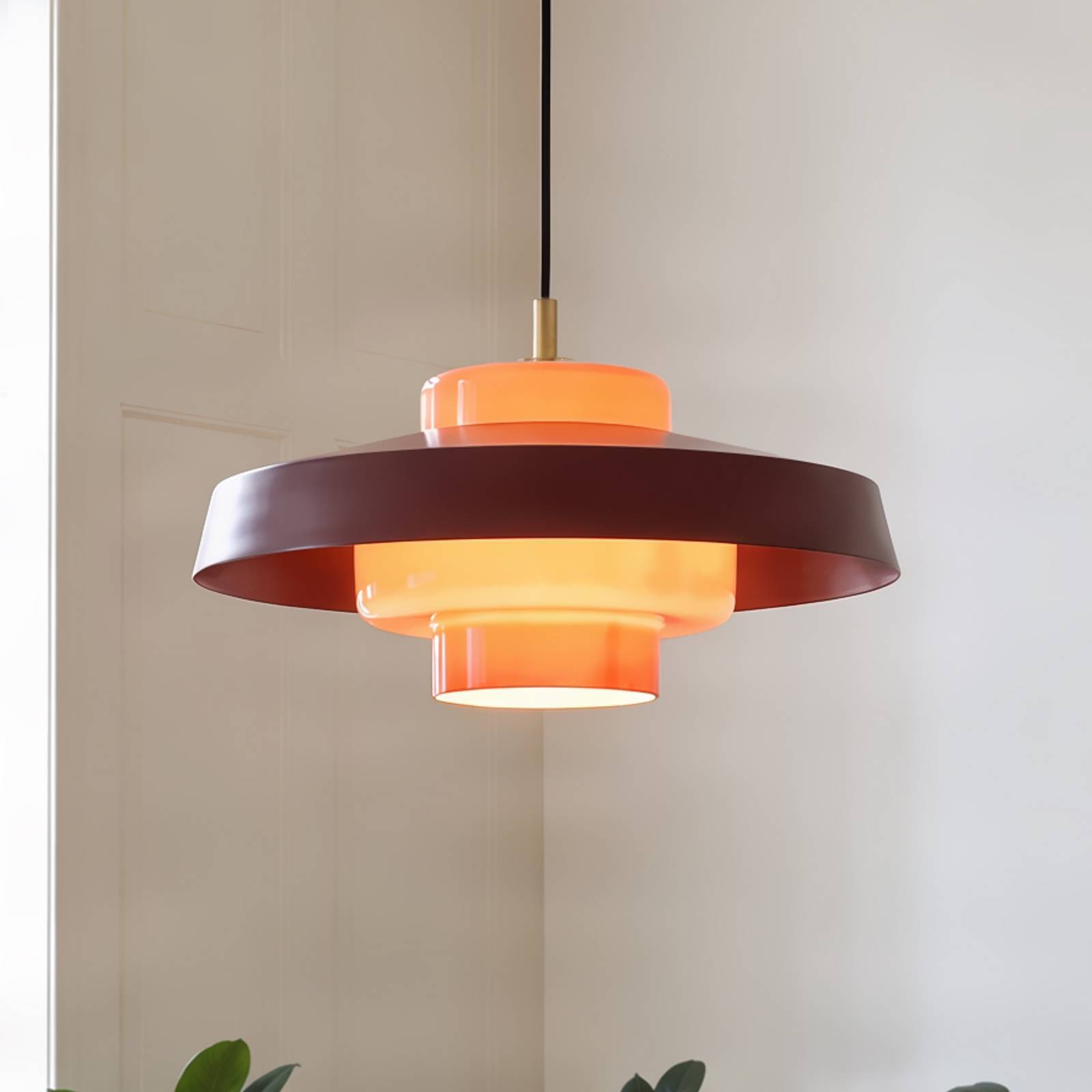 Nola hanglamp Rico, rood, Ø 38 cm, metaal/glas