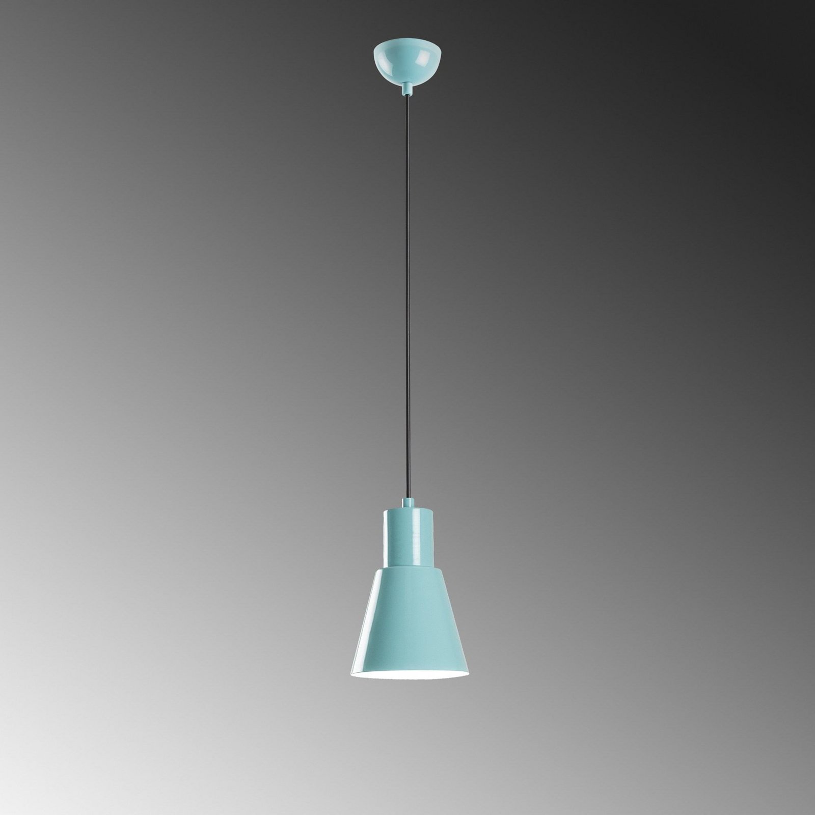 Konikkem pendant light, turquoise, metal, Ø 14 cm, E27