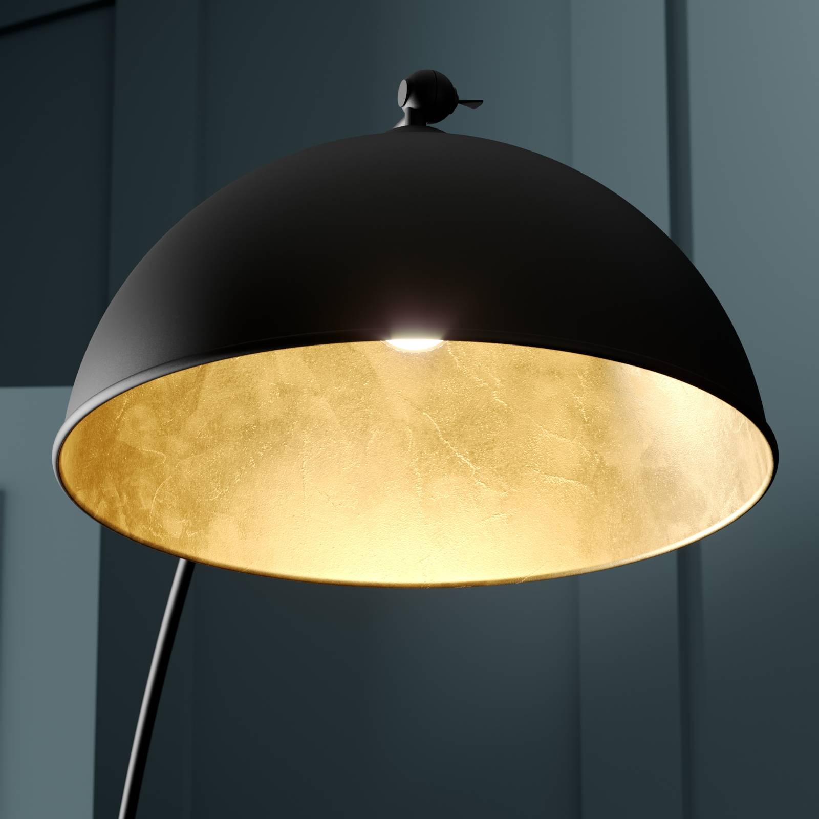 Lampa łukowa Lindby Jonera, czarna, metal, E27, wysokość 185cm