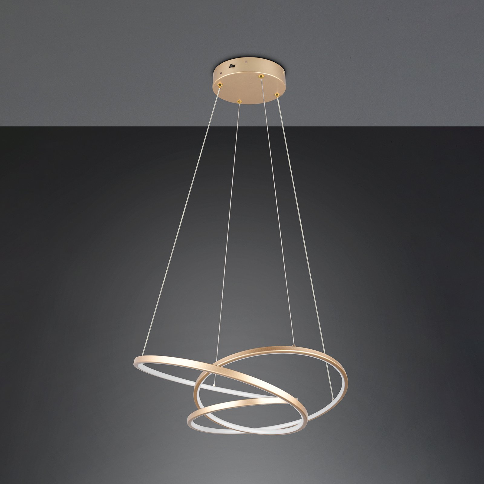 LED pendant light Darvin length 64 cm, gold-coloured, metal, CCT