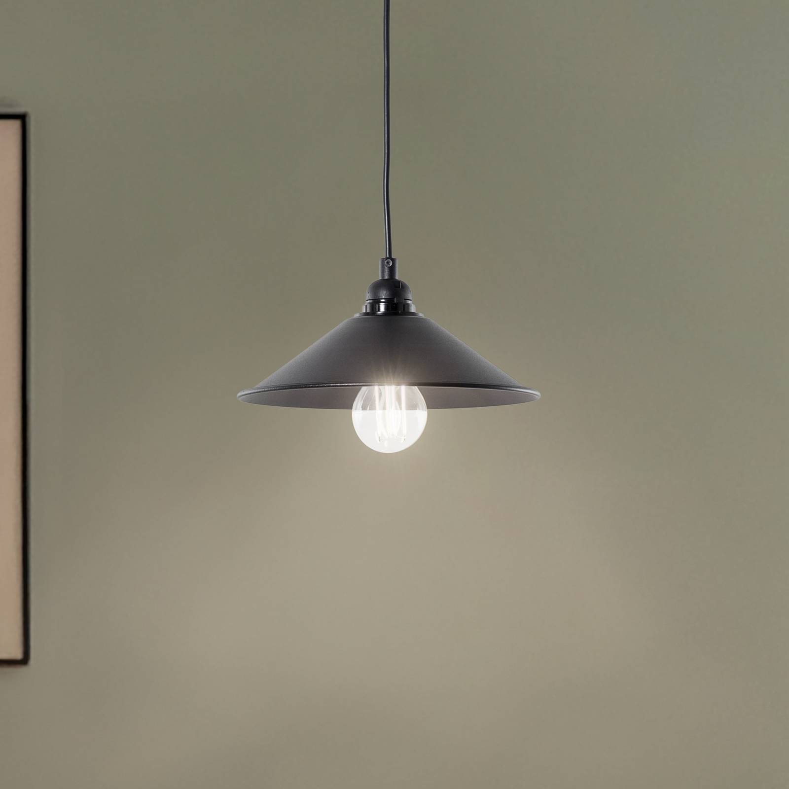 Hängelampe GMN-00007 einflammig Holzdetail schwarz günstig online kaufen