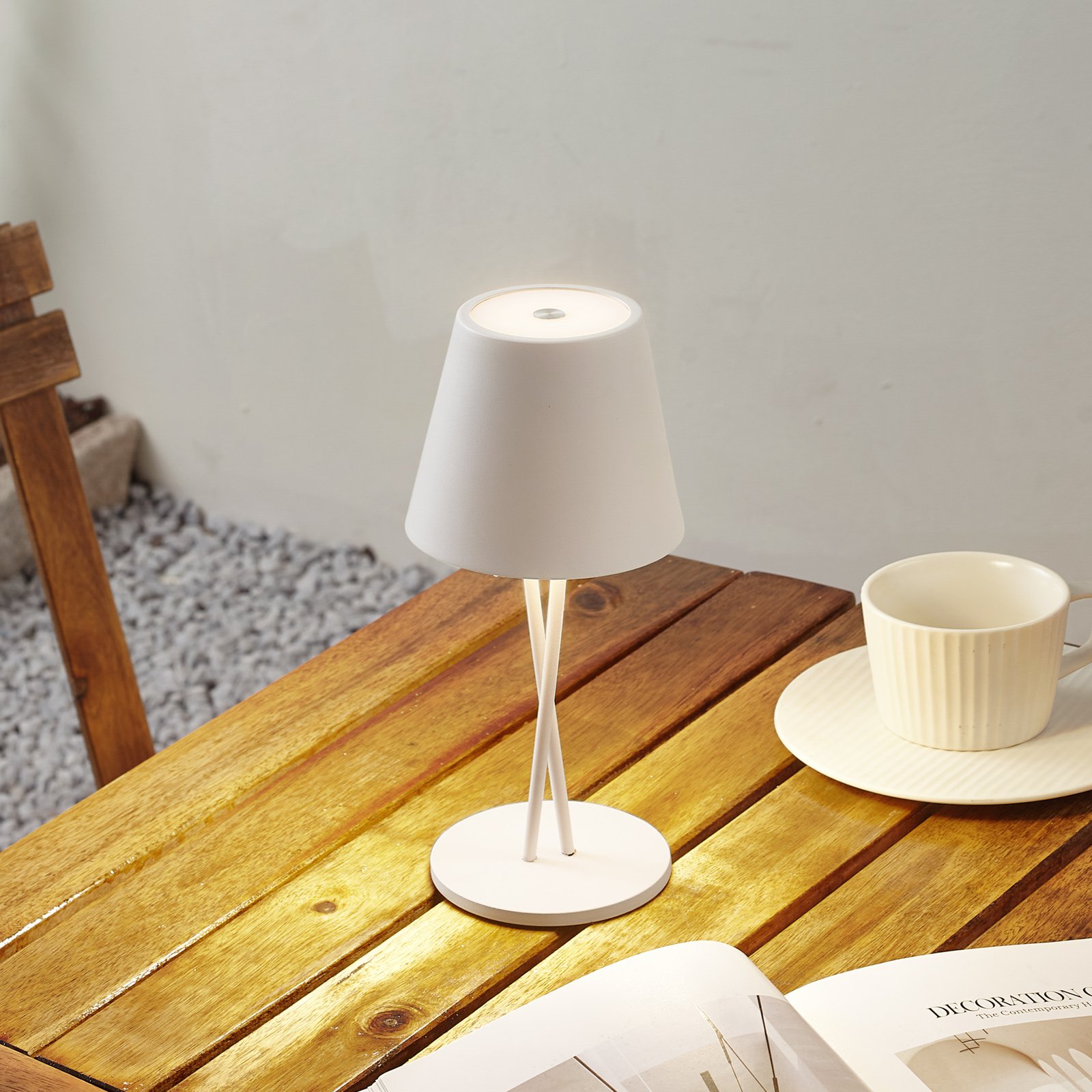 Janea Cross Portable Table Lamp Dim. IP54 White - Lindby