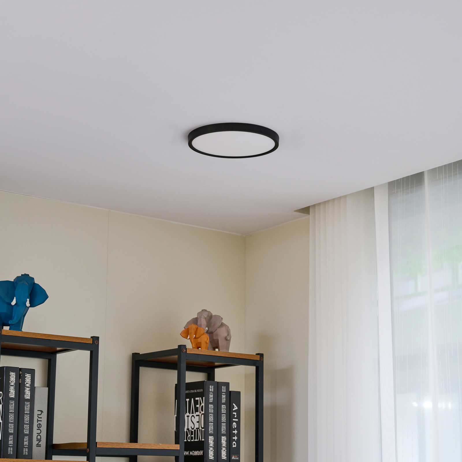 Lindby Smart LED griestu gaisma Pravin, Ø 23 cm, CCT, melna