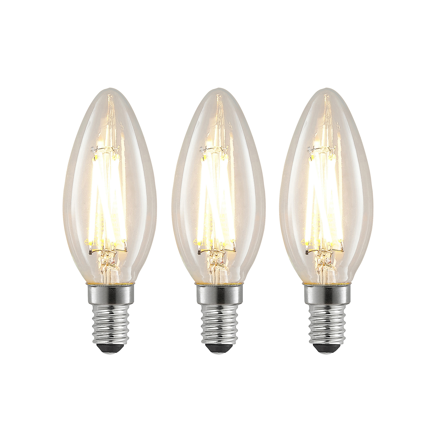 LED-Filamentlampe E14 4W 827 Kerze dimmbar 3er-Set