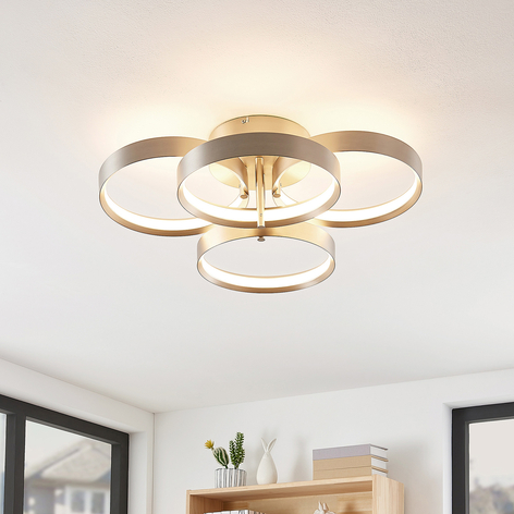 Lucande Naylia LED-Deckenleuchte, nickel, dimmbar