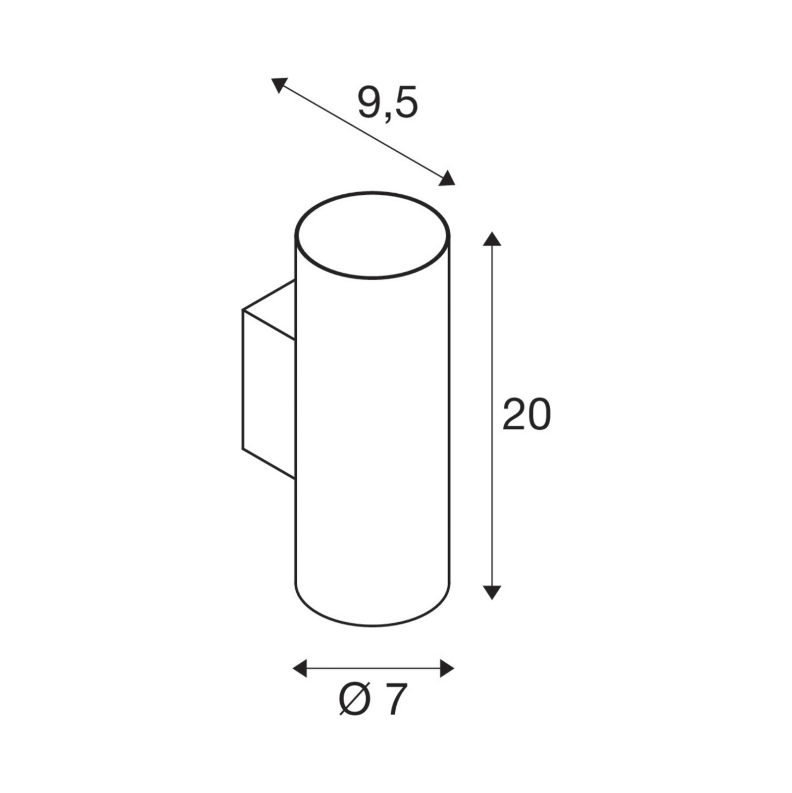 Asto Tube 2 Wandleuchte Black - SLV