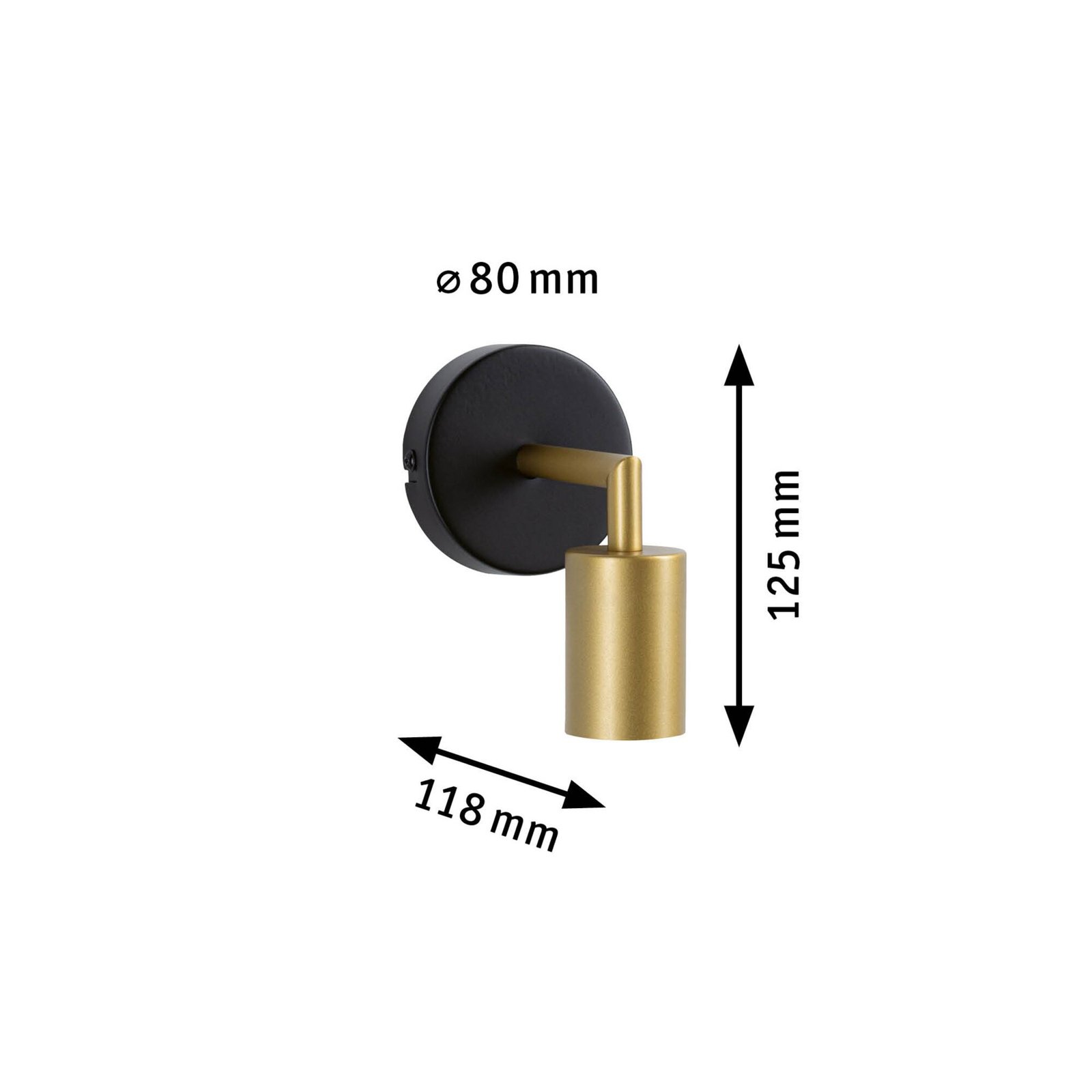 Paulmann Ravi wall light E27, black/matt gold