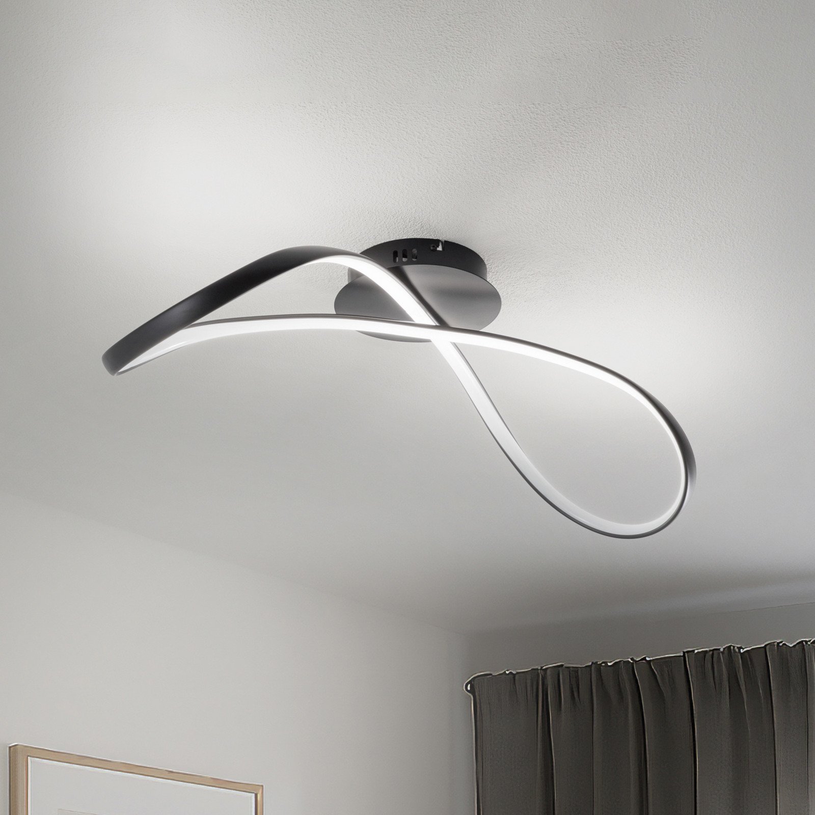 Milagro Lighting Plafonieră LED Infinity metal negru 4.000 K - Camera de zi / sufragerie - Modern