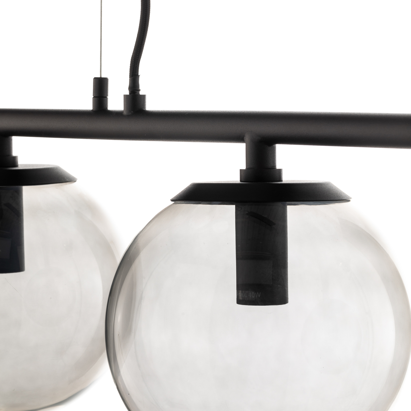 Hanglamp Lucande Sotiana, 5 glazen bollen, zwart