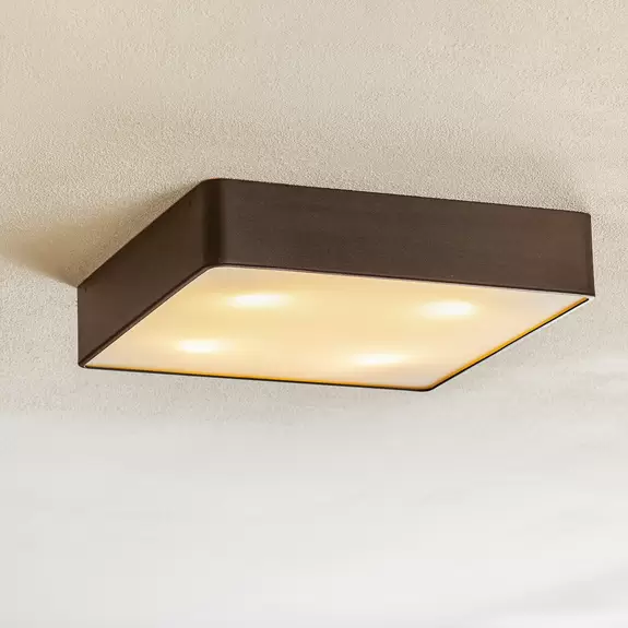 Lampenwelt Deckenlampe Oro aus Stahl und Glas, schwarz, 35cm