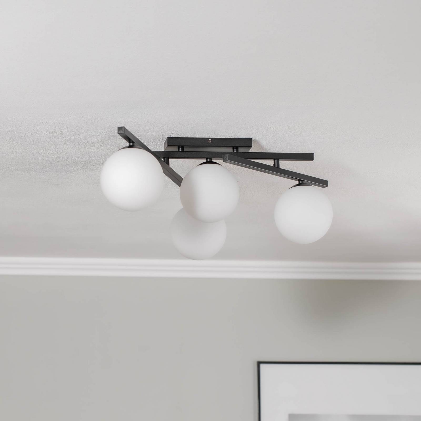 Deckenlampe Smart, schwarz/opal, 4-flammig günstig online kaufen