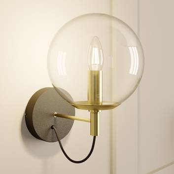 Lucande Sotiana wall light, glass ball, brass