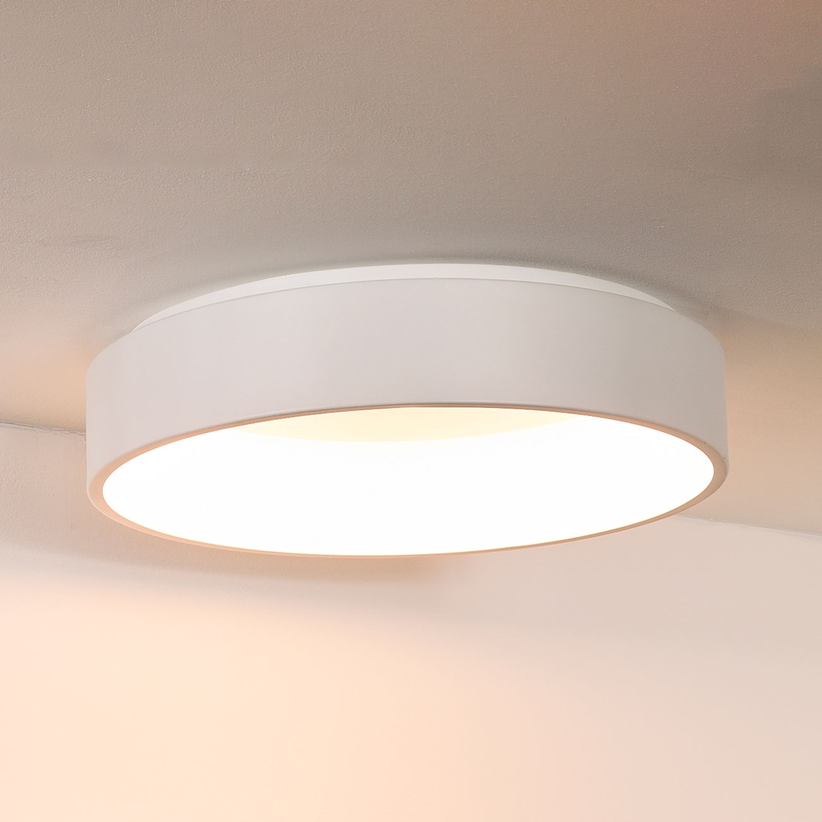 Lucide Talowe LED ceiling light, white, Ø 60 cm, for Living / Dining Room, aluminium, acrylic, 42 W, energy efficiency: A++, H: 13 cm