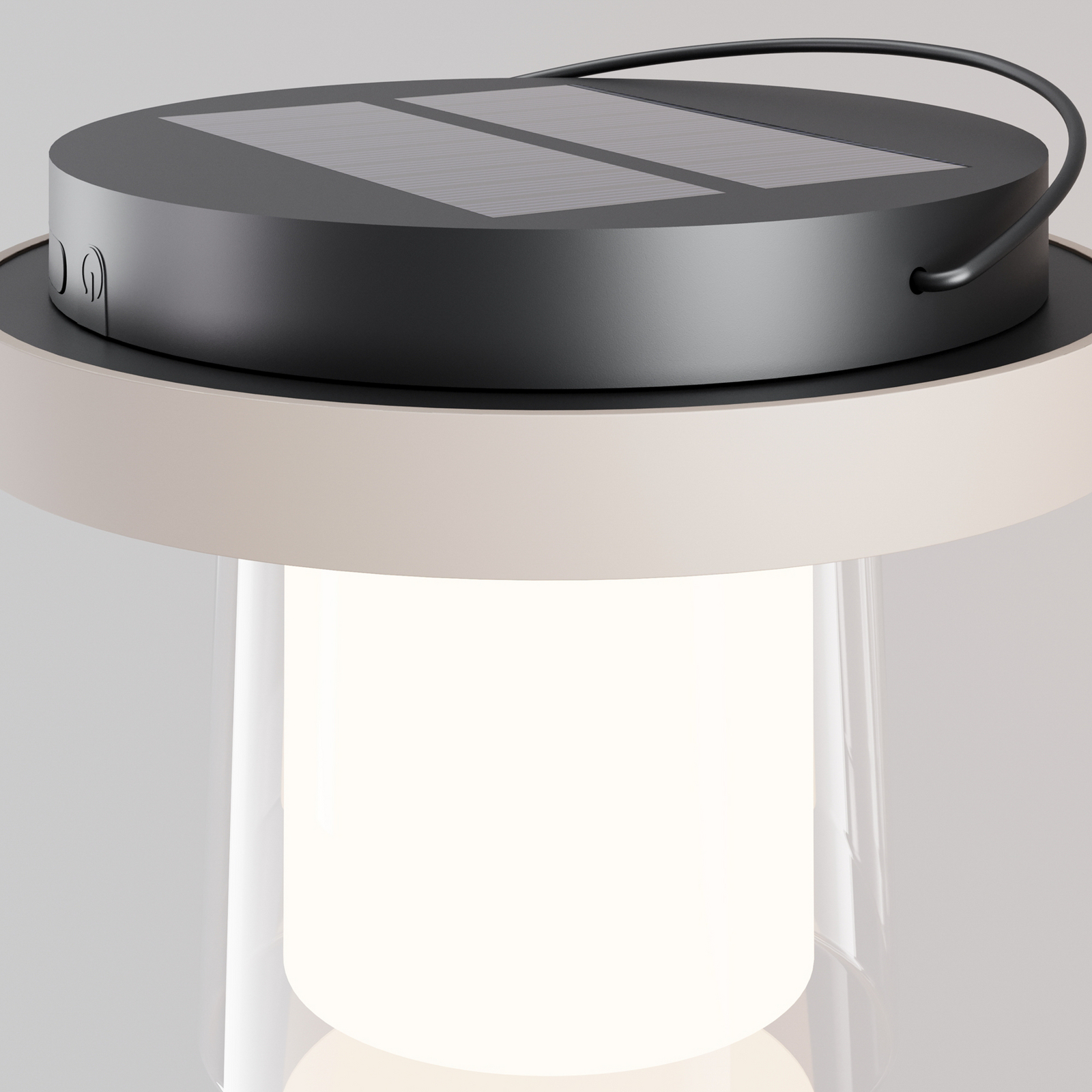 Lantra LED tafellamp op zonne-energie, wit, hoogte 10 cm, IP44, met dimmer Lantra LED tafellamp op zonne-energie, wit, hoogte 10 cm, IP44, met dimmer