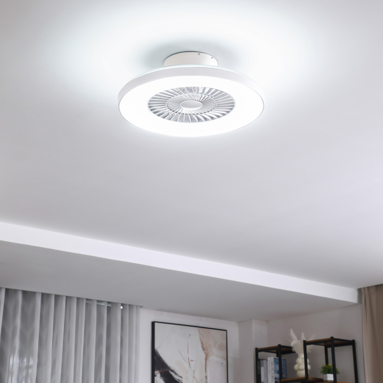 Lindby Smart LED ventilador de teto Paavo, branco, silencioso, Tuya