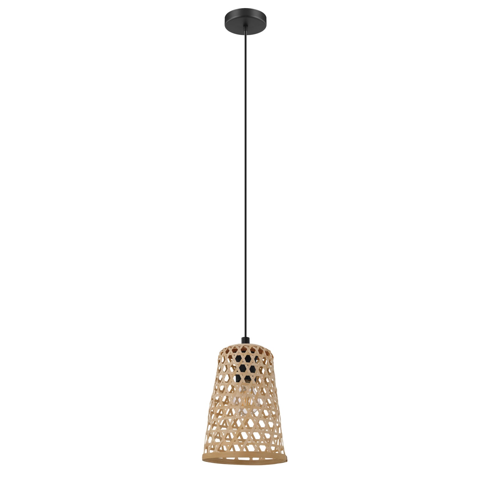 EGLO Claverdon hanging lamp, 18 cm, natural, for Living / Dining Room, wood, E27, 40 W, energy efficiency: A++