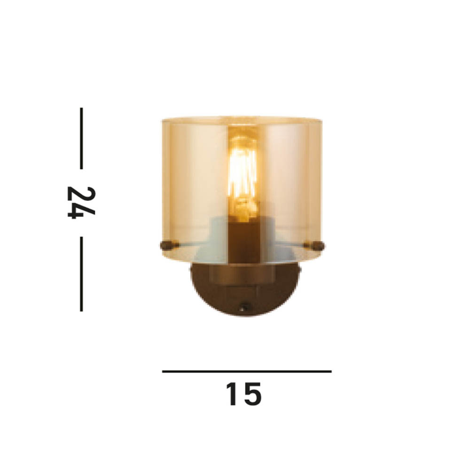 Wandlamp Zweden, mokka/amber, 1-lamp, staal, glas