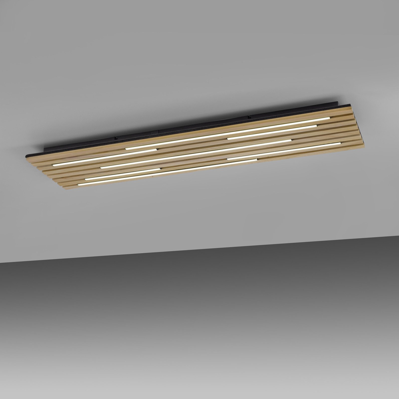 Paul Neuhaus Smart LED ceiling lamp Q-Acoustic wood 115 x 31cm