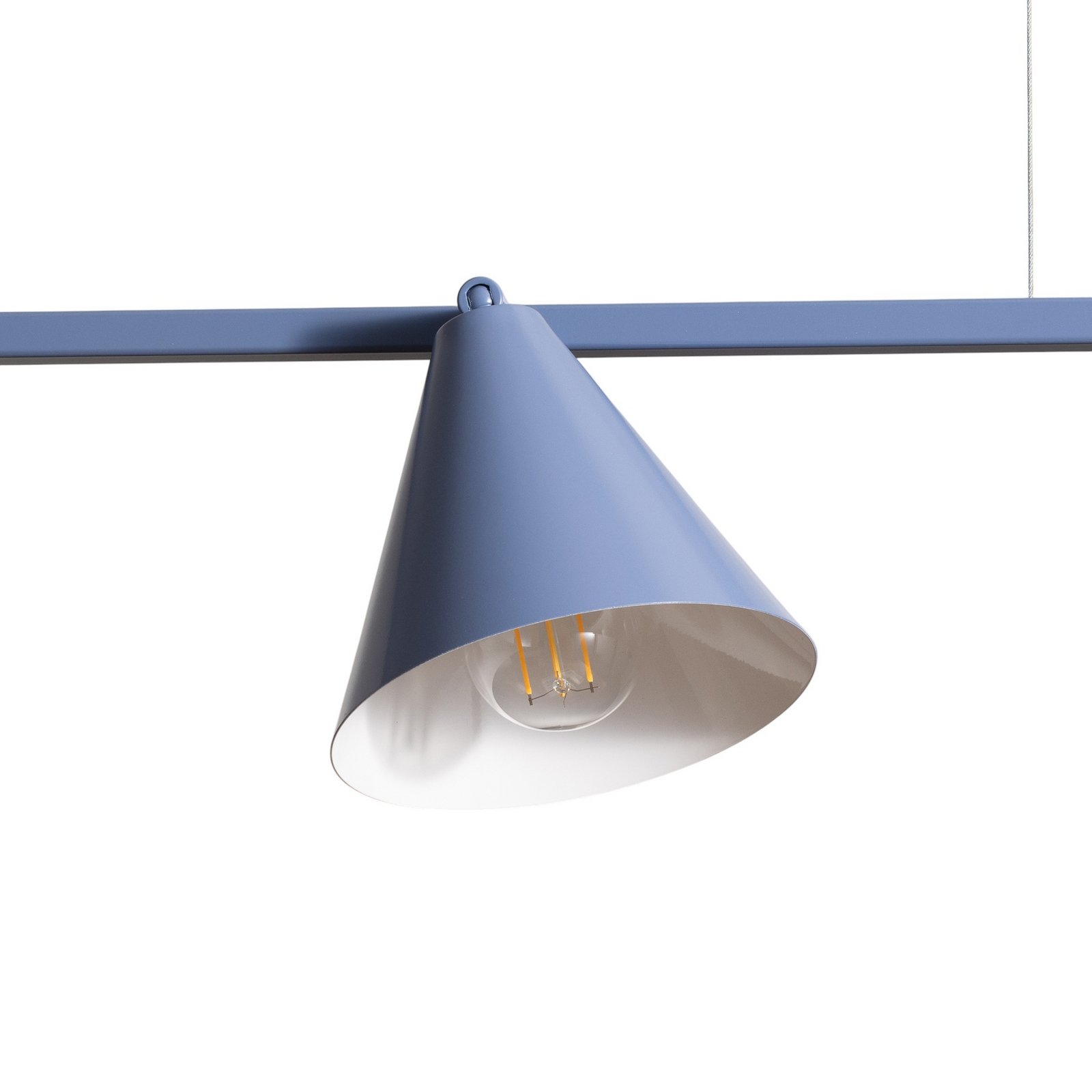 Lámpara colgante forma 4, azul, metal, 4 luces, cono, E27