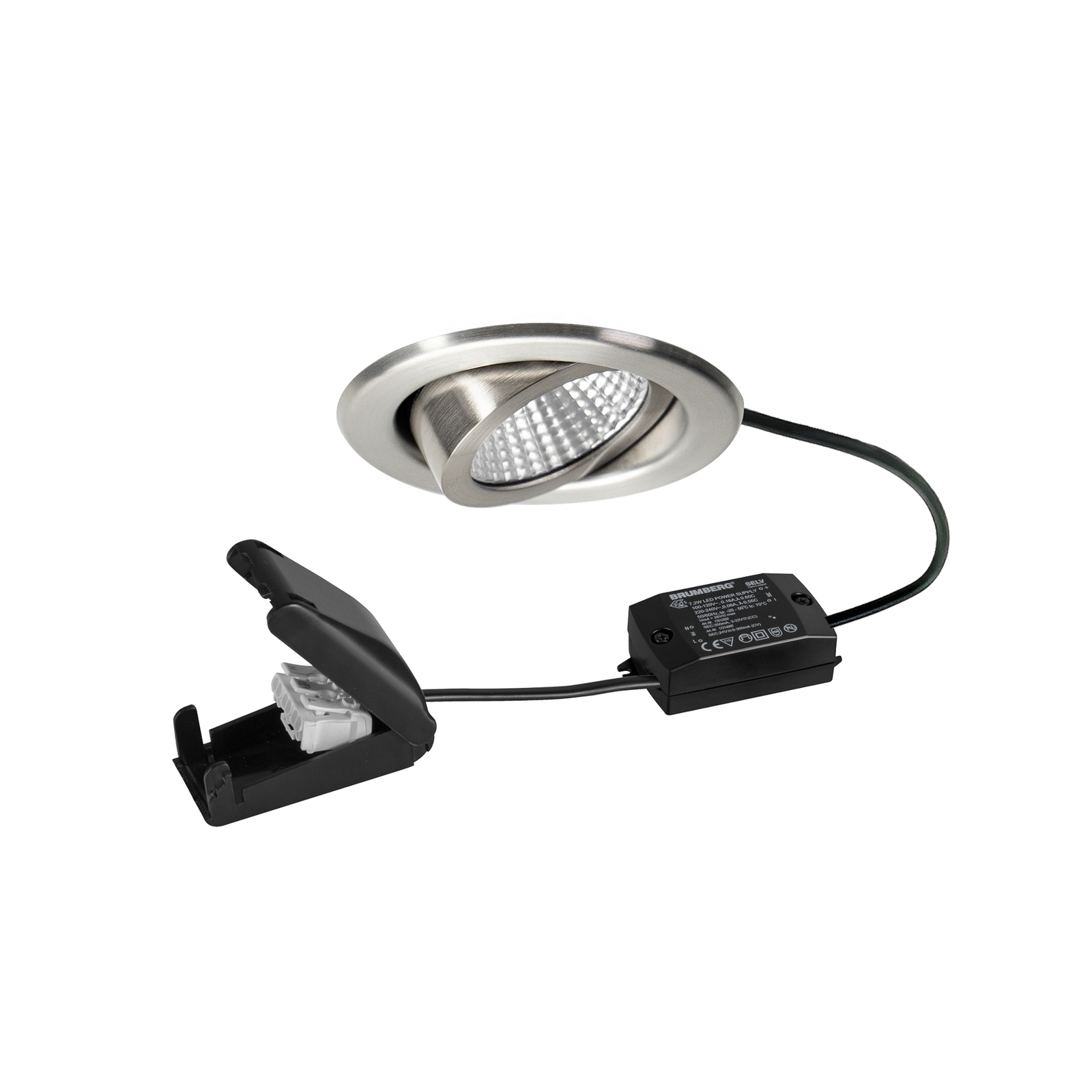 BRUMBERG LED recessed spotlight BB09 on/off, connection box, stainless