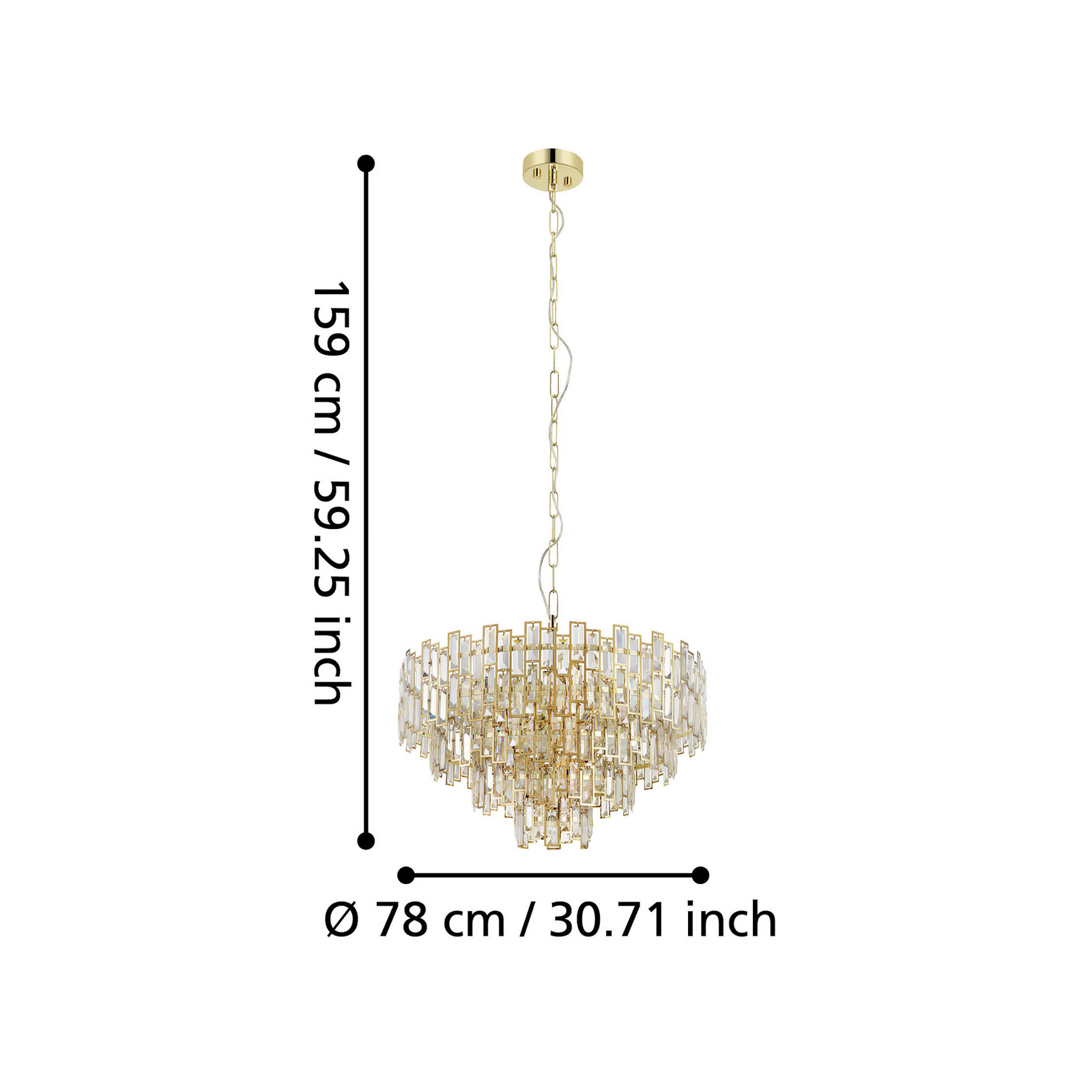 Suspension Calmeilles, laiton, Ø 78 cm, verre - Stars of Light