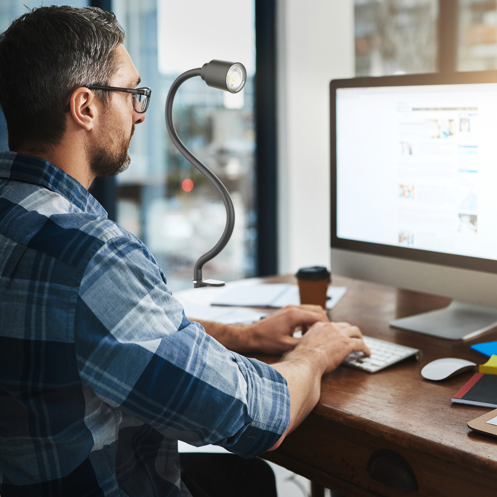 Klemmleuchte Snake, schwarz, Metall, GU10 LED 3.000 K