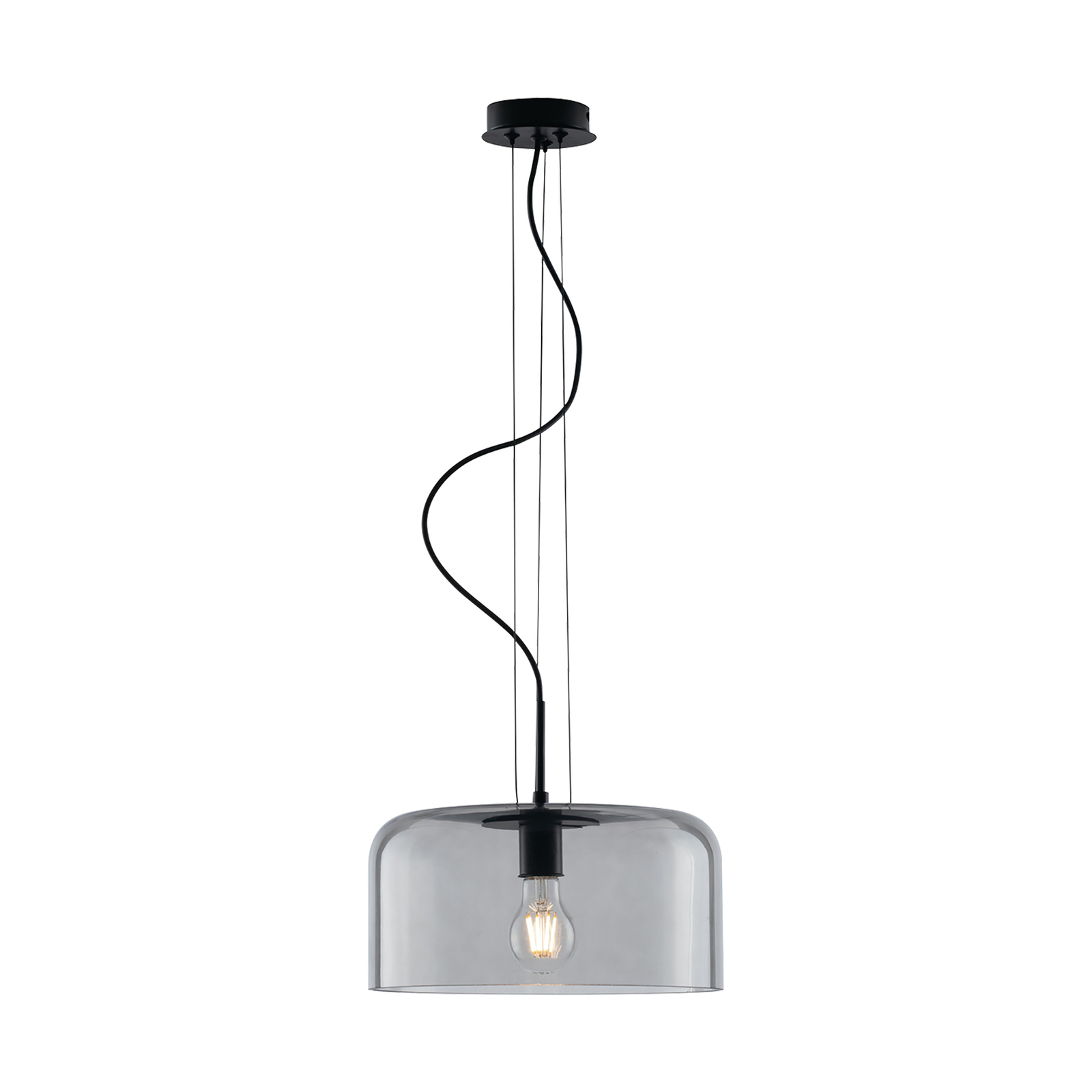 Gibus S30 pendant light, glass lampshade, grey