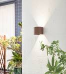 Lindby LED φωτιστικό τοίχου εξωτερικού χώρου Nivar, στρογγυλό, καφέ