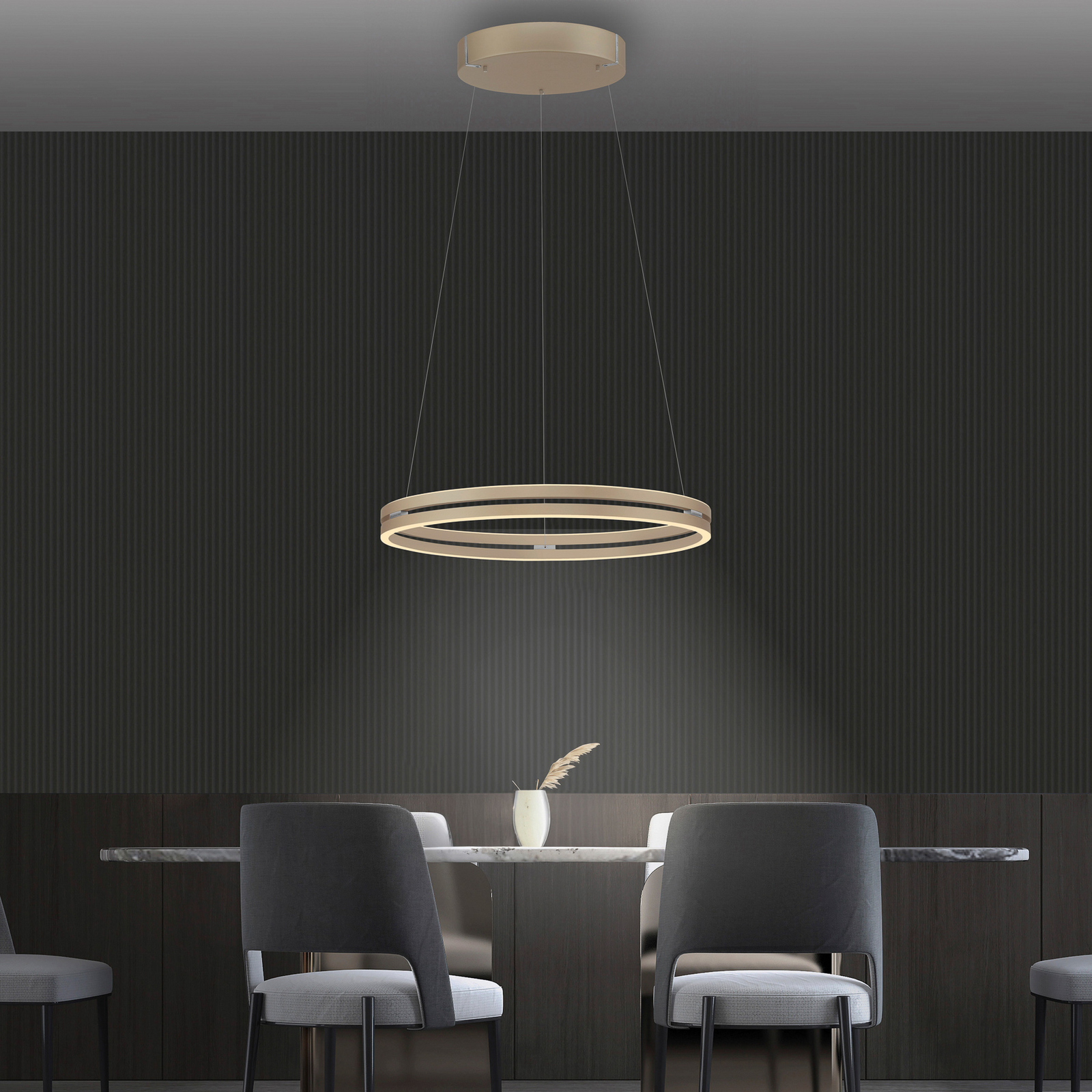 PURE LED-Hängeleuchte E-Loop bronze, Ø 70 cm, Aluminium, CCT