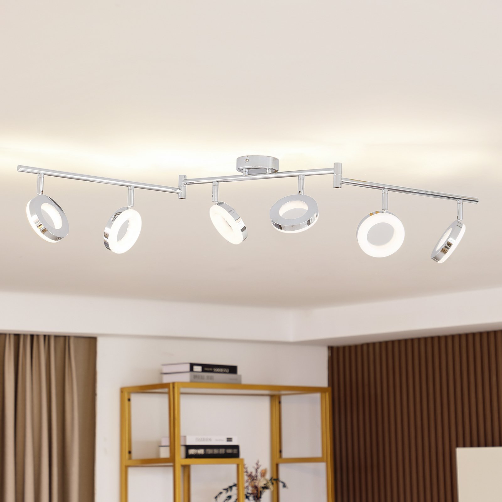 ELC Tioklia LED plafondlamp, chroom, 6-lamps