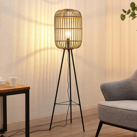 Lindby Canyana gulvlampe af rattan, natur