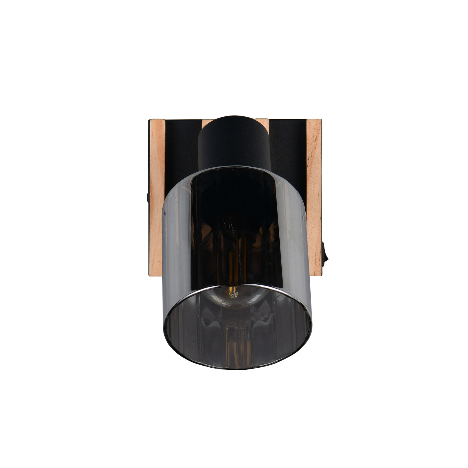 Spot Travia, 1 bec, negru/cenușiu fumuriu, întrerupător