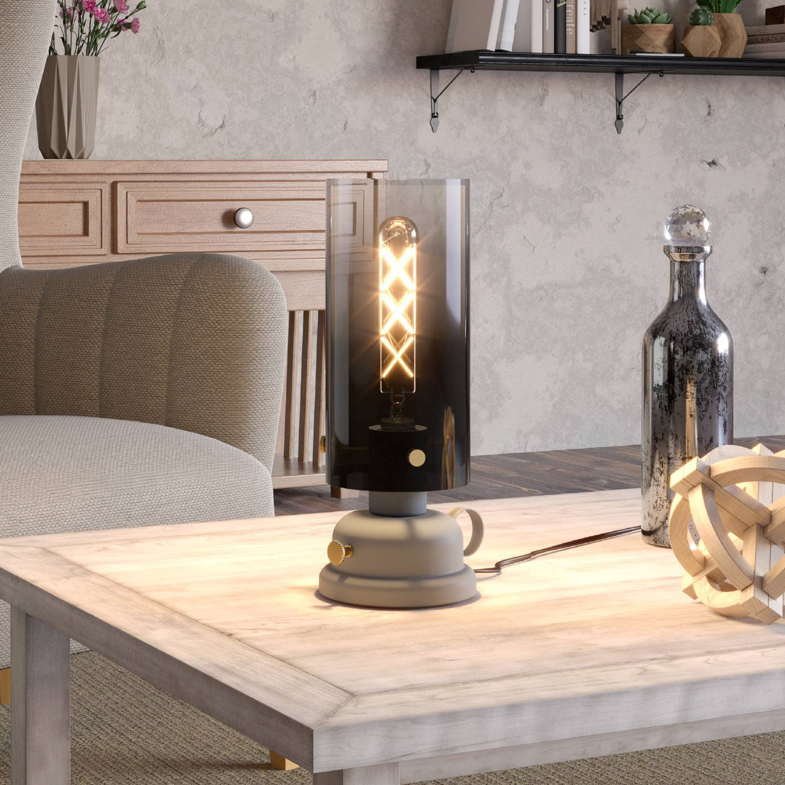 Lampa stołowa Gargrave w stylu lampy naftowej