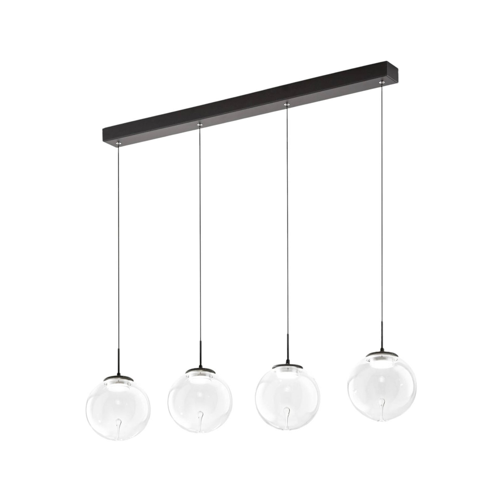 Candeeiro suspenso LED Ariel, 4 lâmpadas, alongado, regulador de intensidade