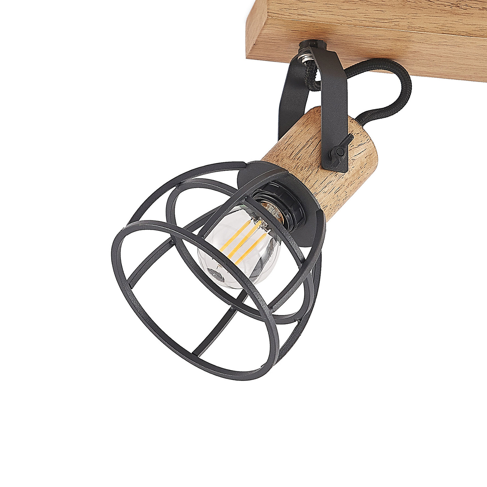 Flintos 3 Kattovalaisin Wood/Black - Lindby