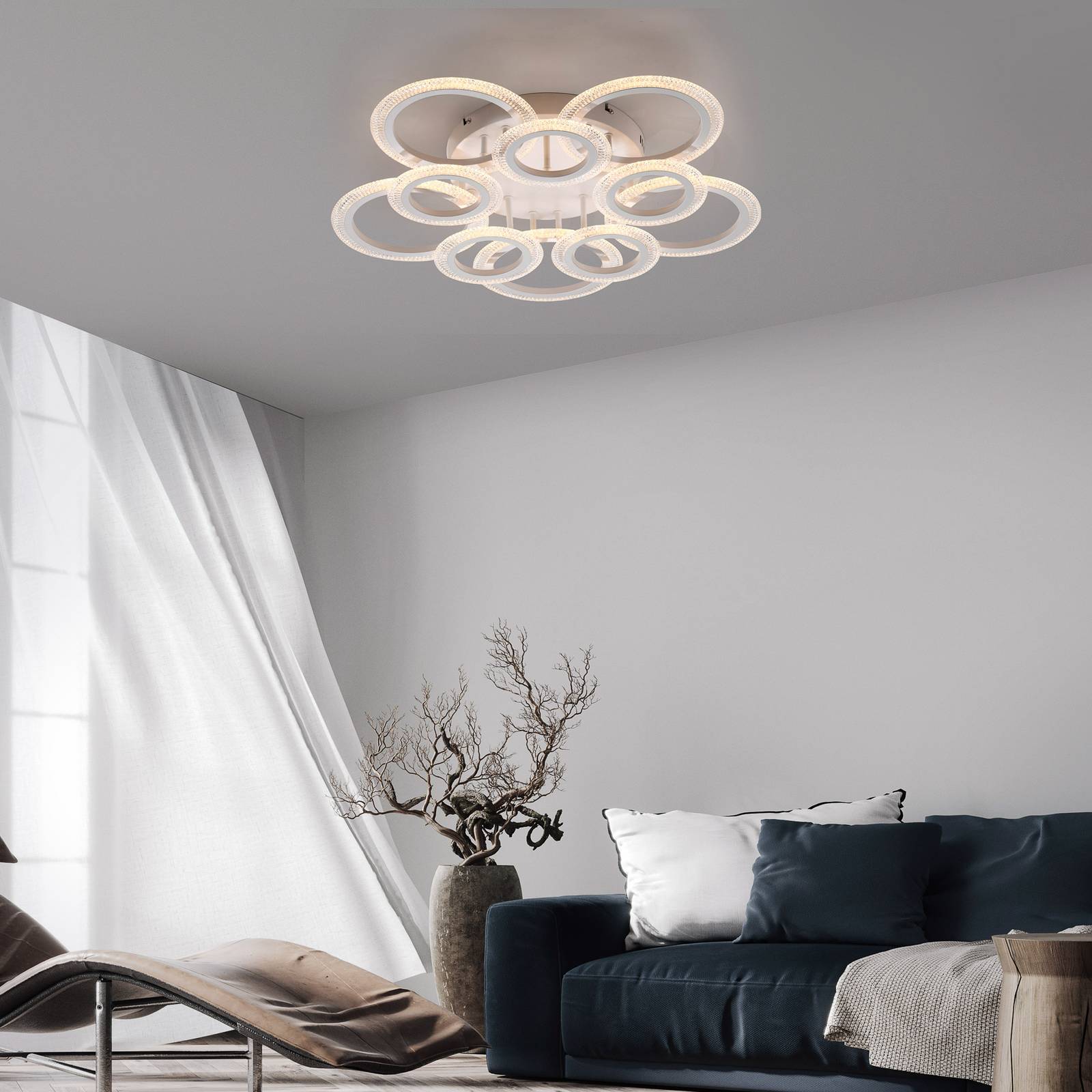 Lampa sufitowa LED Crystallo, okrągła, biała, żelazna, 3 000 K