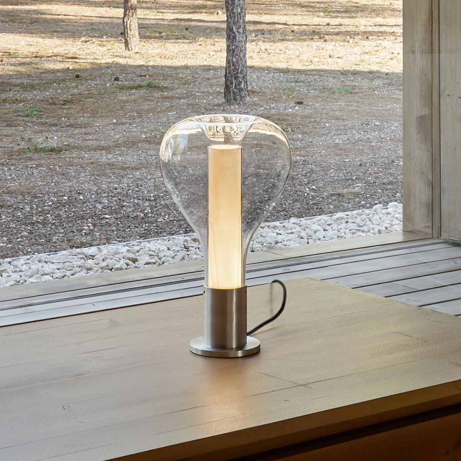 LZF Eris stolná LED lampa sklo hliník/slonovina