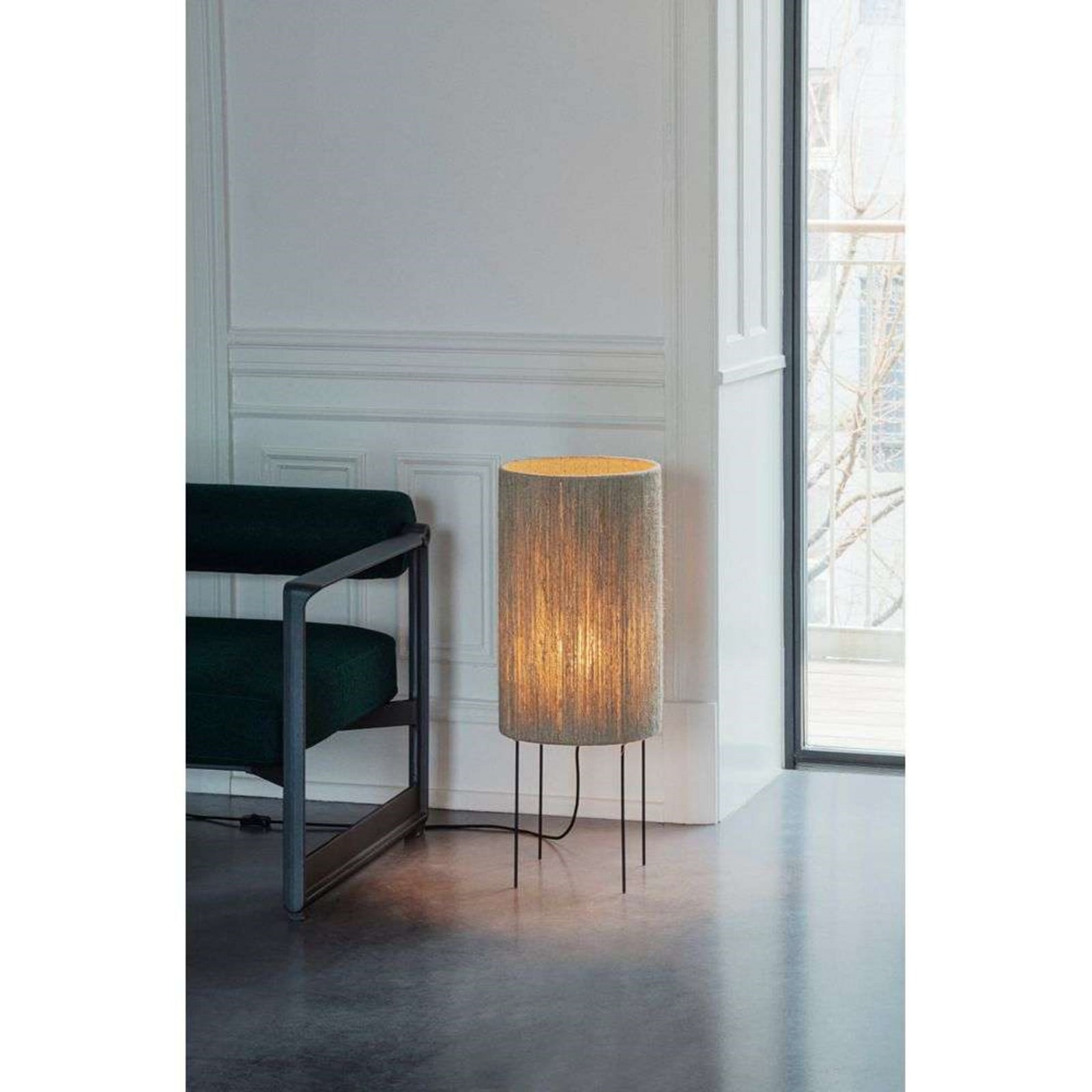 Ro gulvlampe Ø30 – håndlavet Made By Hand - Stue - Vintage - Stof / tekstil billede